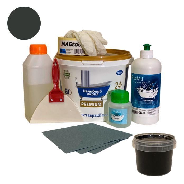 Акрил жидкий с набором для реставрации ванн Plastall Premium 1,7 м 3,3 кг Черный (23915794)