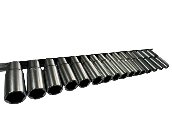 Набір головок довгих Toptul GAAQ1606U на планці 1/2" 8-19/21/22/24 мм 15од. (GAAQ1606U)