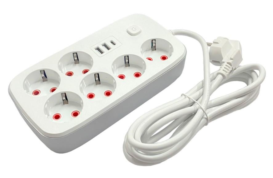 Переноска Power Socket 5 м 6 розеток 3 USB порта 2500W (2104618794) - фото 3
