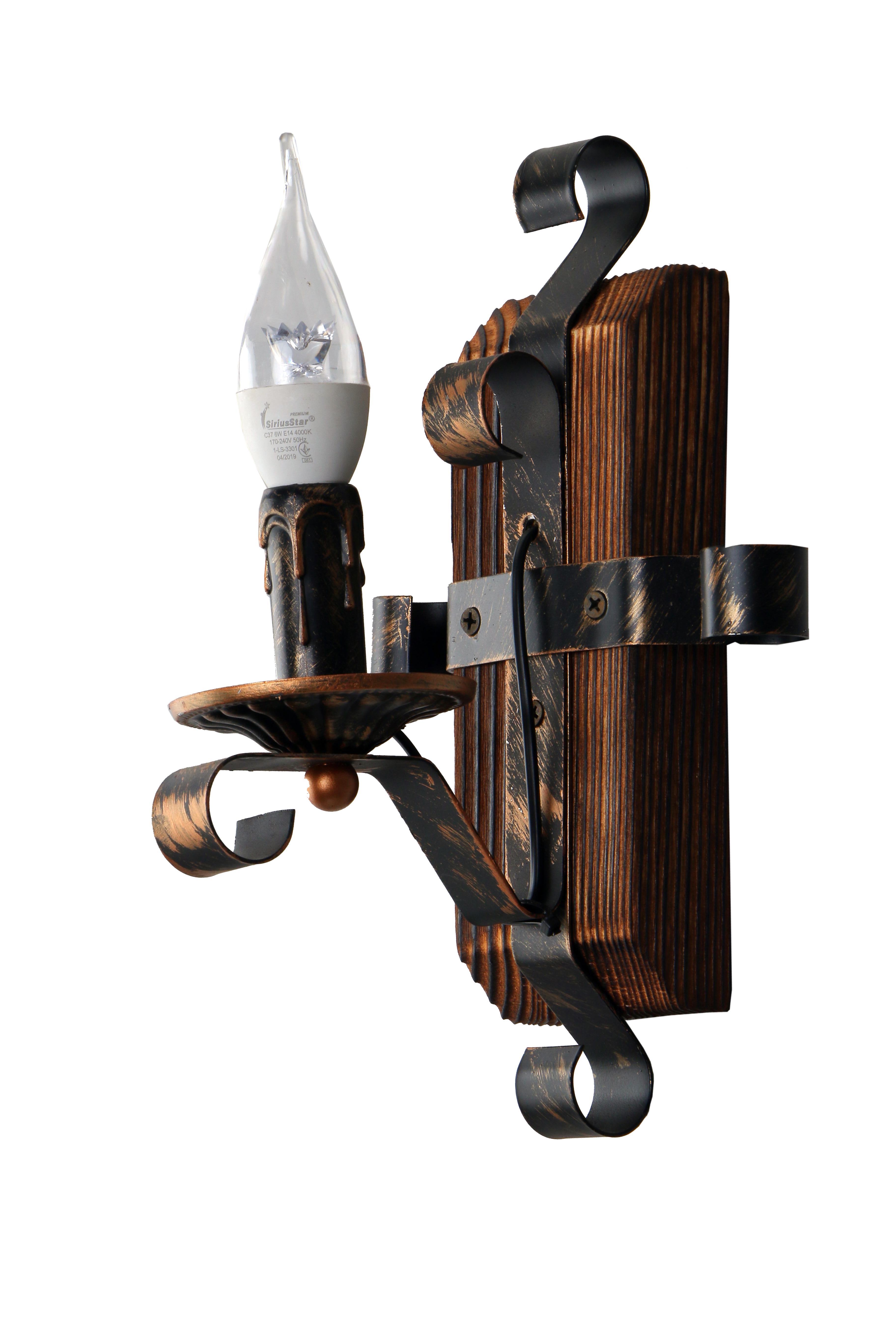 Бра дерев'яне Sirius темний випалення на 1 лампочку (S7007/1)
