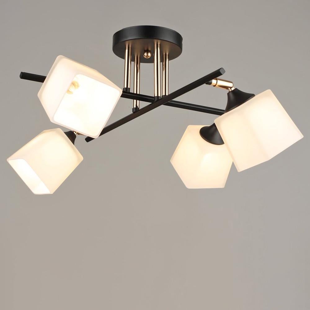 Люстра стельова Light House SRS-20821/4 плафон білий Чорний/Золотий Люстра стельова Light House SRS-20821/4 плафон білий Чорний/Золотий