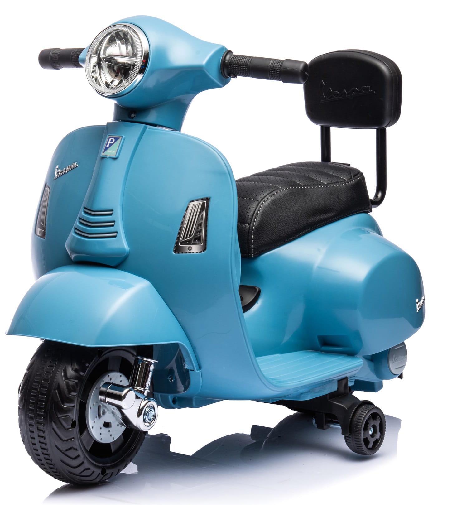 Скутер детский электрический Sun Baby Scooter Vespa с мягким сиденьем и спинкой Синий