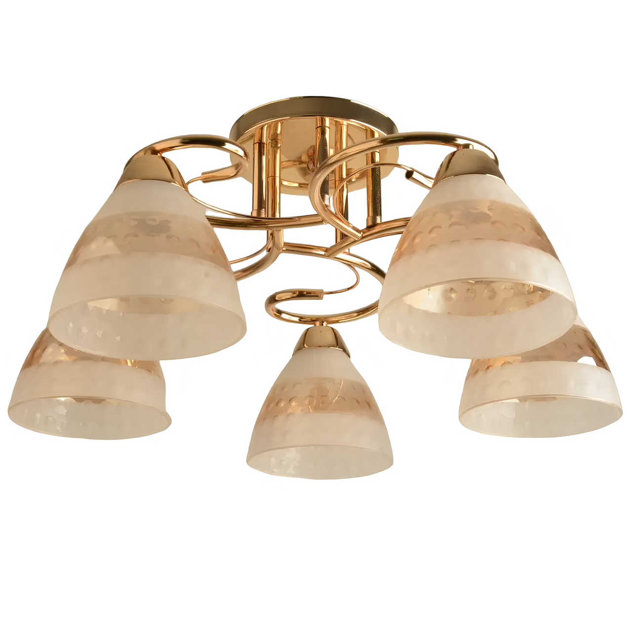 Люстра Svet на пять ламп Е27 со стеклянными плафонами Золотой (SH-8064/5 FG)