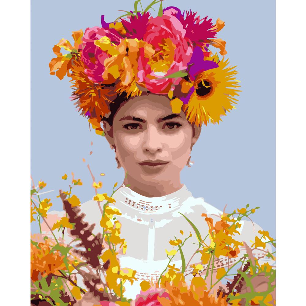 Картина по номерам Strateg Премиум Девушка в веночке 40х50 см (GS224)