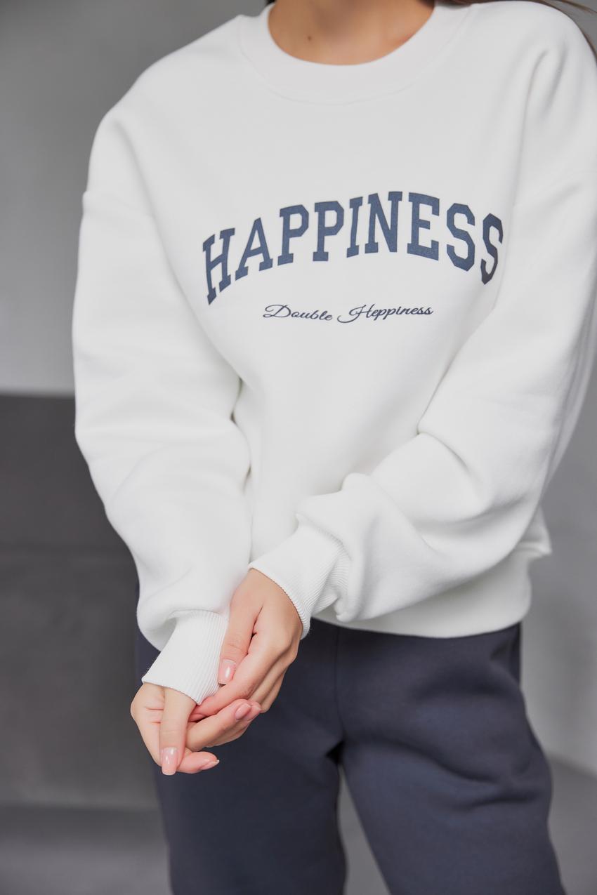 Світшот жіночий Happiness М132.4/1 начіс L Кремовий/Синій (597-1-62) - фото 3 Світшот жіночий Happiness М132.4/1 начіс L Кремовий/Синій (597-1-62) - фото 3