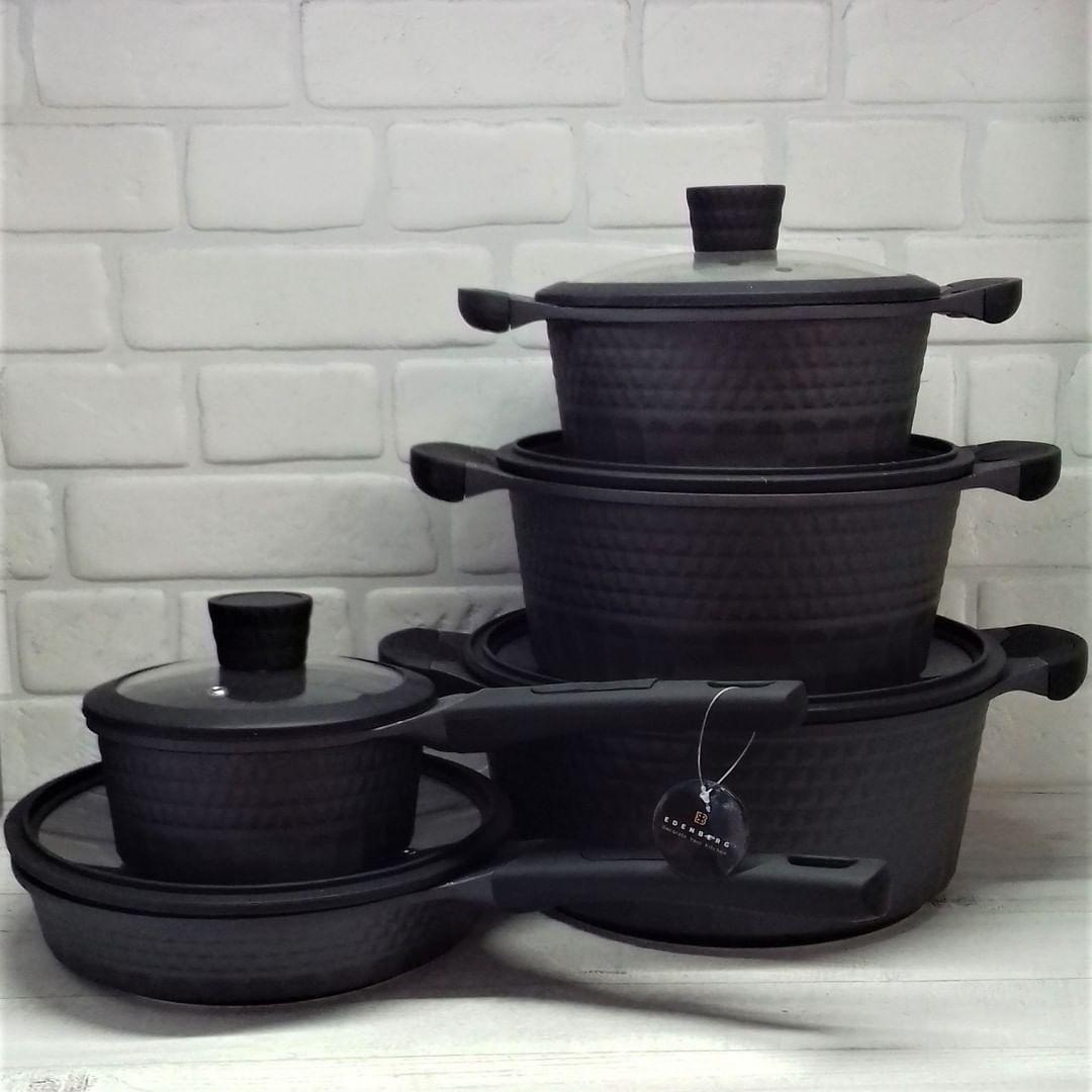 Набор кастрюль для индукционных плит с мраморным покрытием Edenberg EB-9186 10 пр. - фото 2 Набор кастрюль для индукционных плит с мраморным покрытием Edenberg EB-9186 10 пр. - фото 2