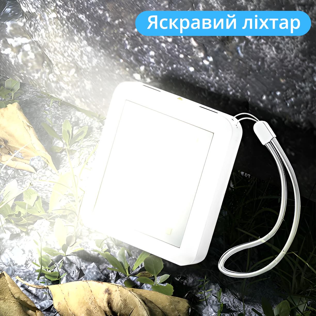 Акумулятор портативний 5000 mAh Power Bank на 2 USB виходи та 4 вбудовані кабелі Білий - фото 7