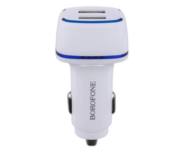 Пристрій зарядний автомобільний Borofone BZ14 2USB 2,4 A 12W без кабелю White