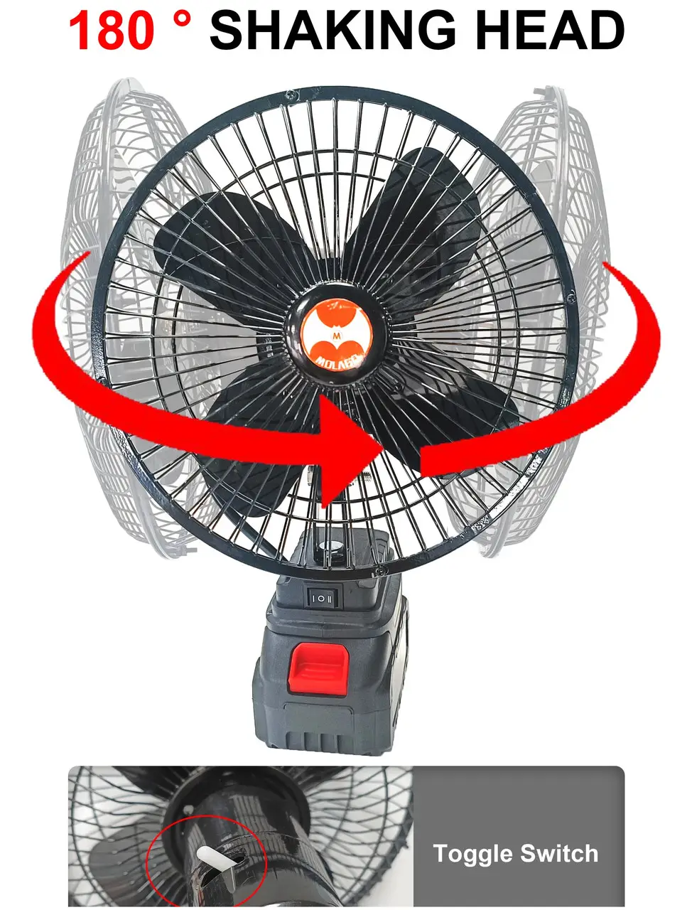 Вентилятор акумуляторний VAP-8 8" автоповертання 2xАКБ (26642678) - фото 2