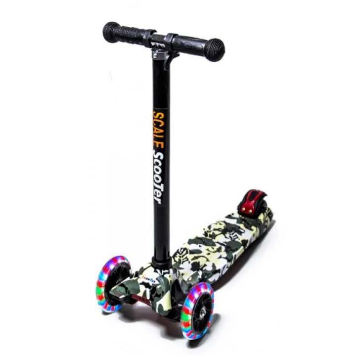 Самокат дитячий Maxi Military колеса світяться/алюмінієва рама Камуфляж