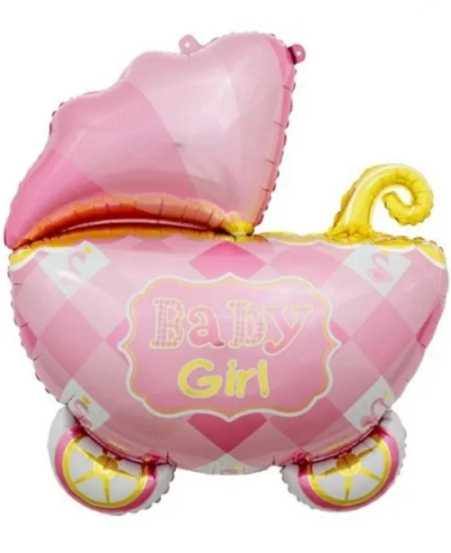 Воздушый шар фигура Коляска Baby girl 69х88 см Розовый (71791-1)