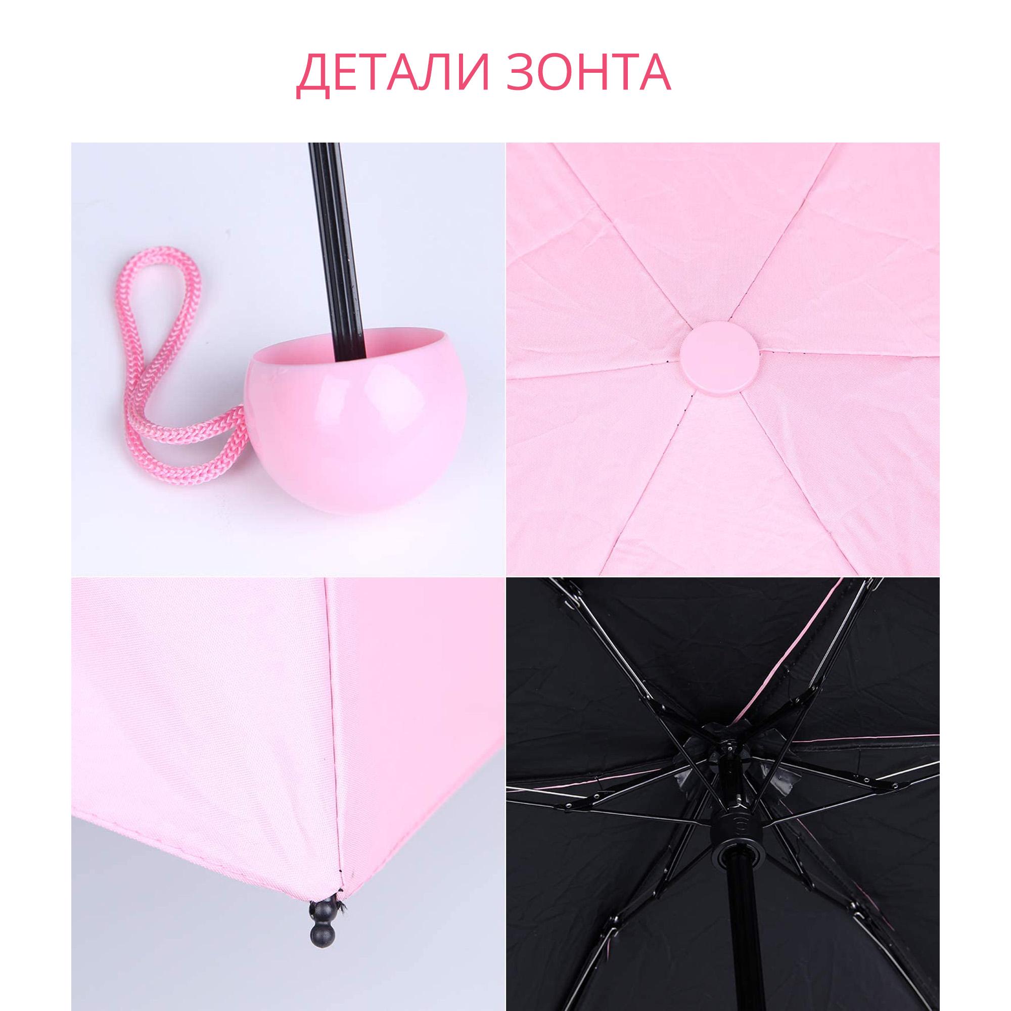 Парасолька кишенькова Capsule Umbrella від дощу та сонця з футляром Рожевий (64-02) - фото 7