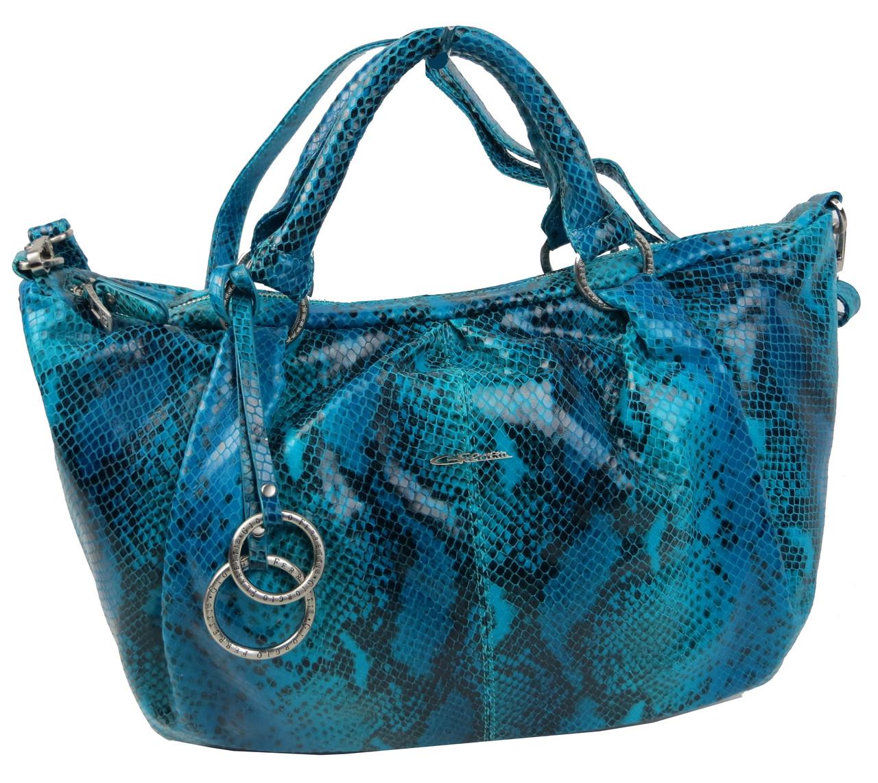Сумка женская Giorgio Ferretti M31357M25 из натуральной кожи под рептилию Голубой Сумка женская Giorgio Ferretti M31357M25 из натуральной кожи под рептилию Голубой