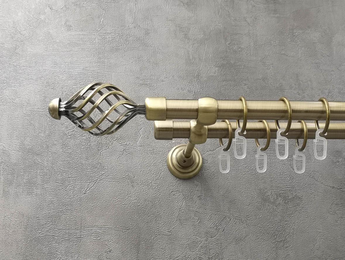 Карниз Quadrum Арезо гладкая штанга двойной открытый 19/19 мм 300 см антик (46976159)