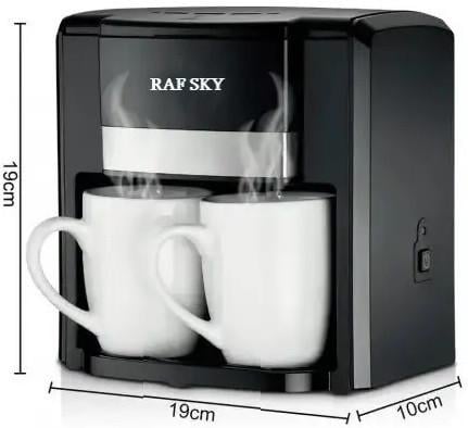 Кофеварка электрическая Raf Sky RS7320 на две чашки 650 W Black (3_04094) - фото 3