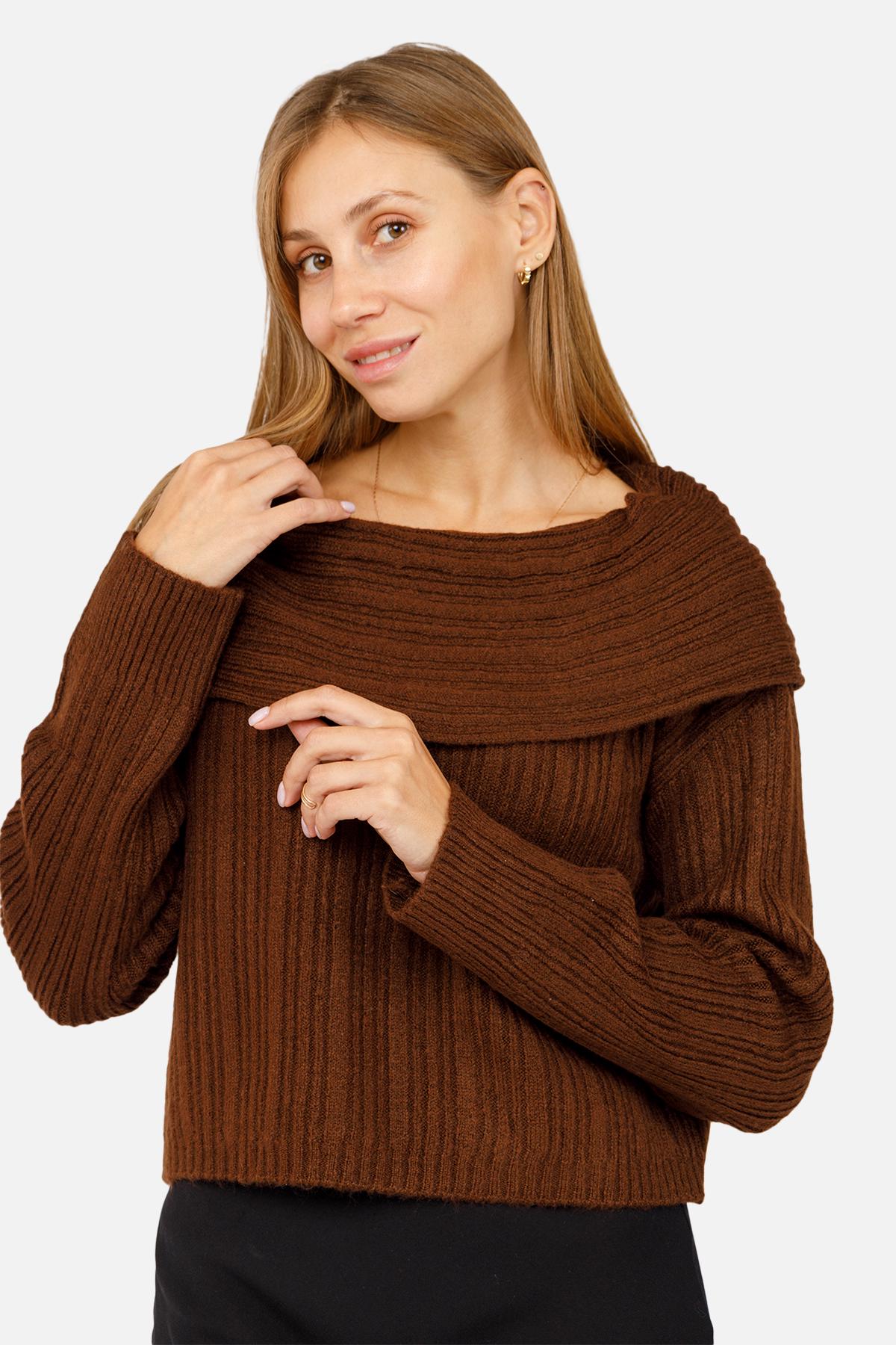 Джемпер жіночий р. 46 Коричневий (SKT001022481) - фото 3 Джемпер жіночий р. 46 Коричневий (SKT001022481) - фото 3