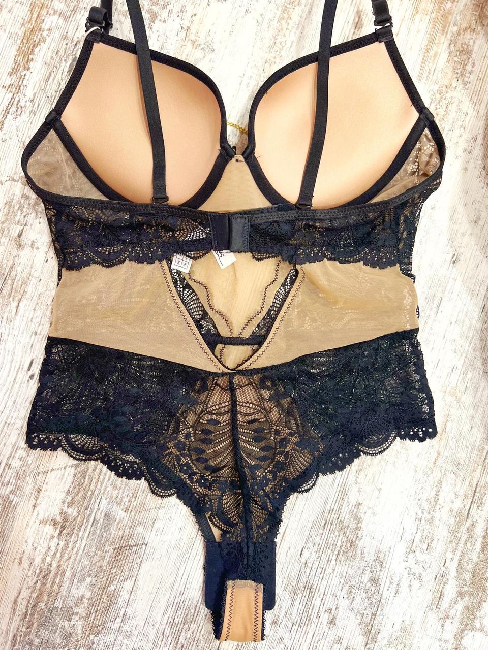 Боди из кружева и стрейтч-сетки с пушап чашками и съемным чокером S Черный (1864) - фото 2 Боди из кружева и стрейтч-сетки с пушап чашками и съемным чокером S Черный (1864) - фото 2