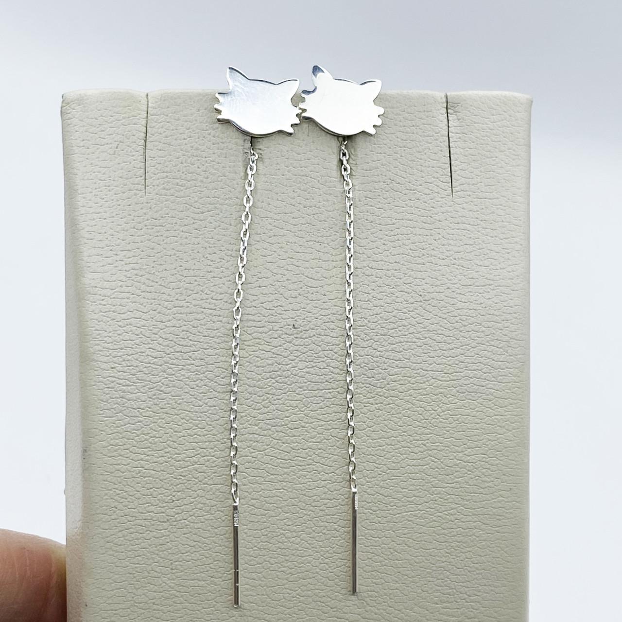 Серьги-протяжки серебряные Котики 0,95 г (2017408659) Серьги-протяжки серебряные Котики 0,95 г (2017408659)