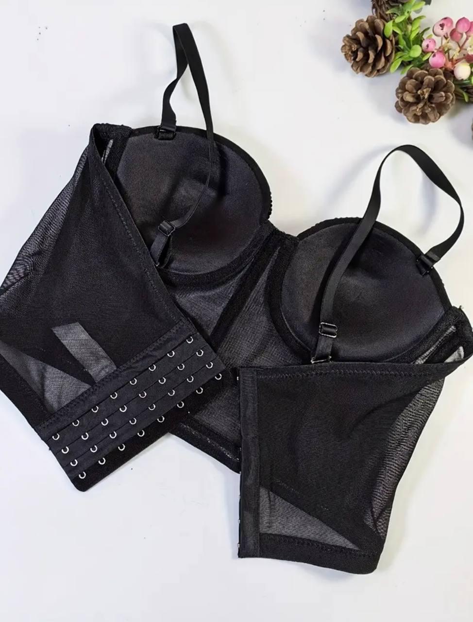 Корсет на бретелях блискучий S Чорний - фото 4 Корсет на бретелях блискучий S Чорний - фото 4