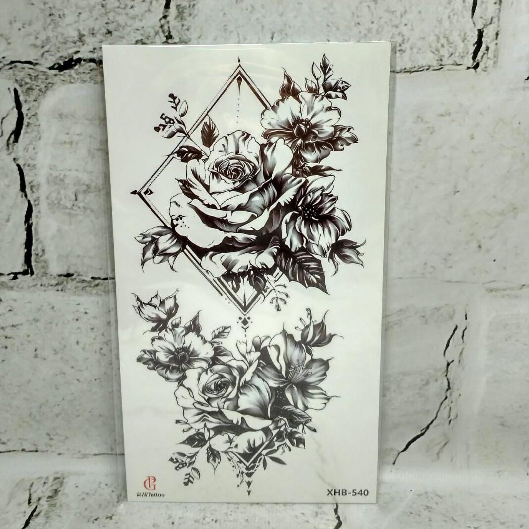 Тату временное Цветы лист 11,5x21 см (XHB-540)