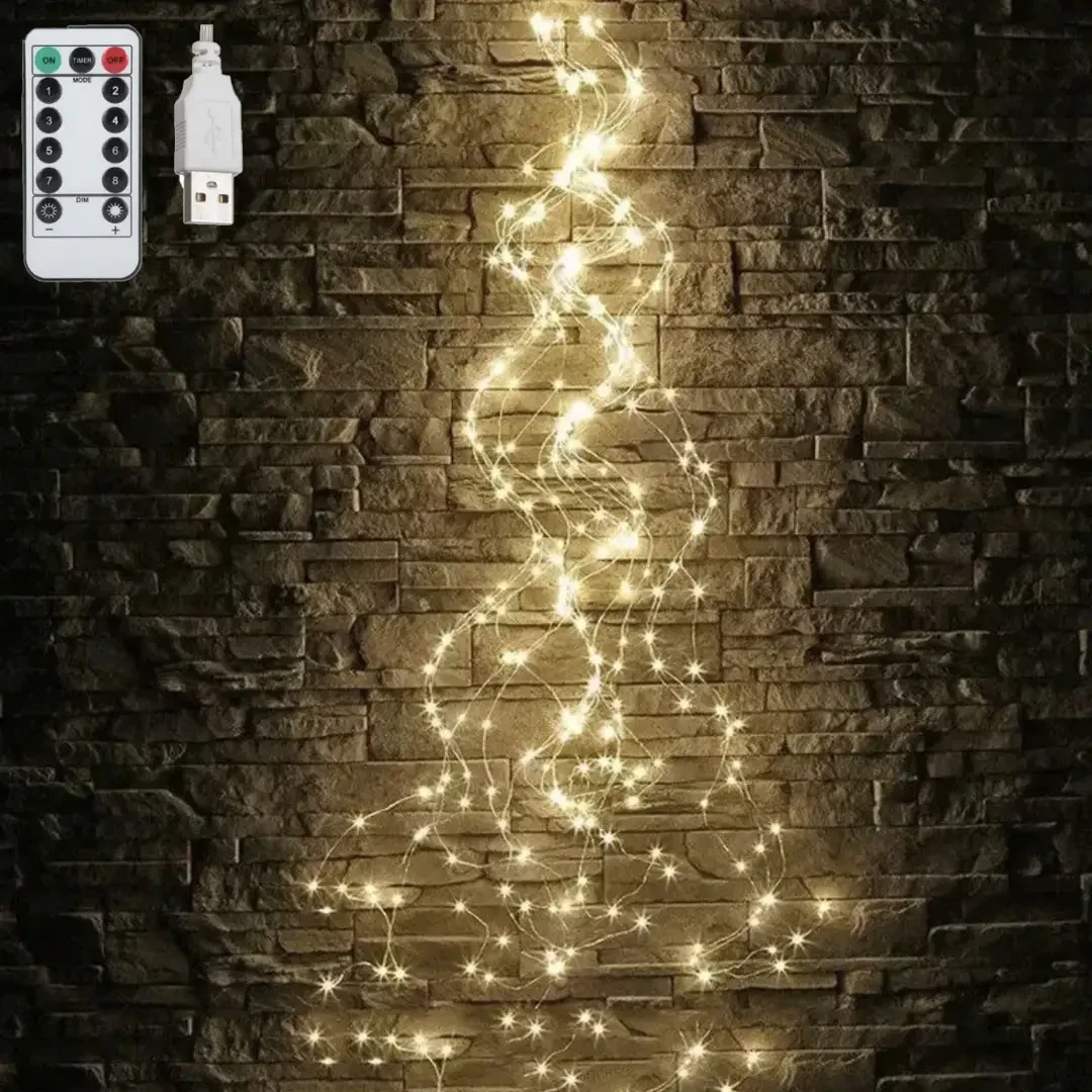 Гірлянда Кінський хвіст USB 400 LED 20 ниток 2,5 м Тепле біле світло (2479517007) - фото 8