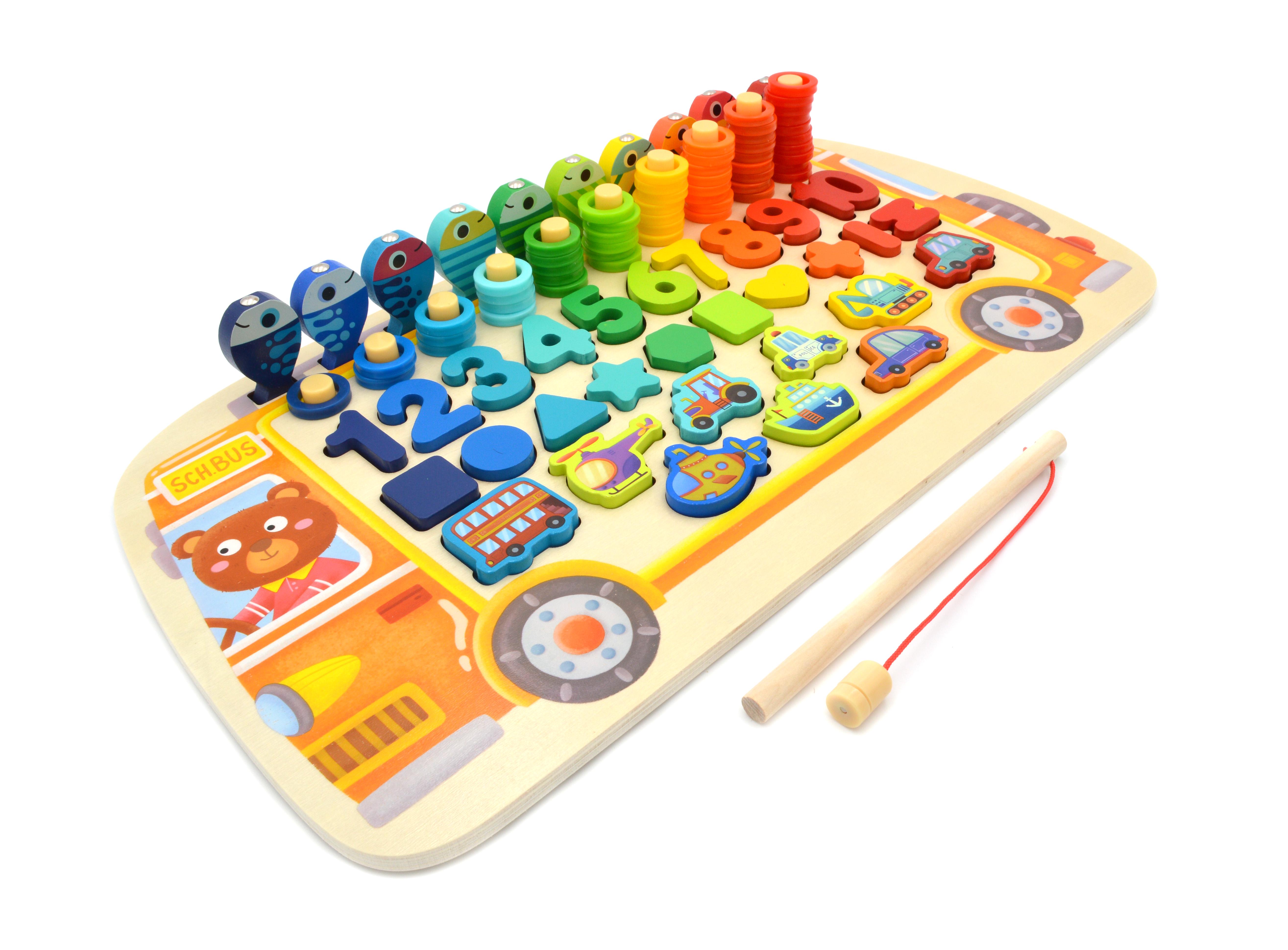 Доска логическая деревянная сортер/рыбалка/цифры/формы/цвета/транспорт (38512) - фото 4 Доска логическая деревянная сортер/рыбалка/цифры/формы/цвета/транспорт (38512) - фото 4