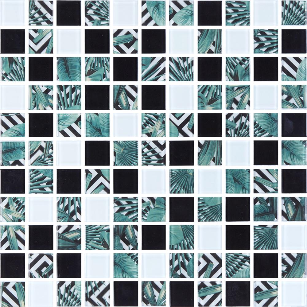 Мозаїка скляна Kotto Ceramica GMP 0825021 С3 Print 24 00x300x8 мм/25x25 мм White/Black