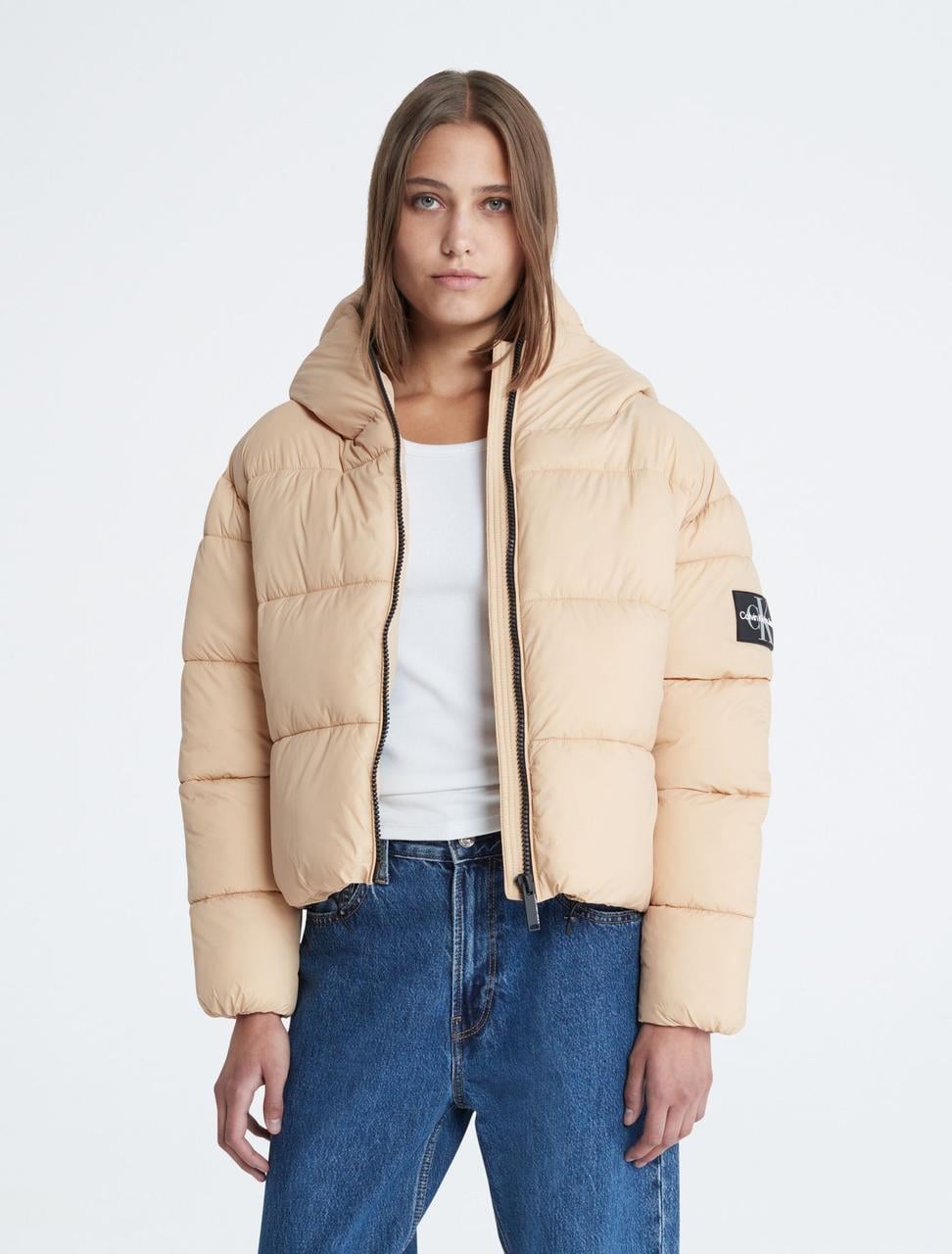 Куртка зимня коротка жіноча Calvin Klein XL Бежевий (2365578613)