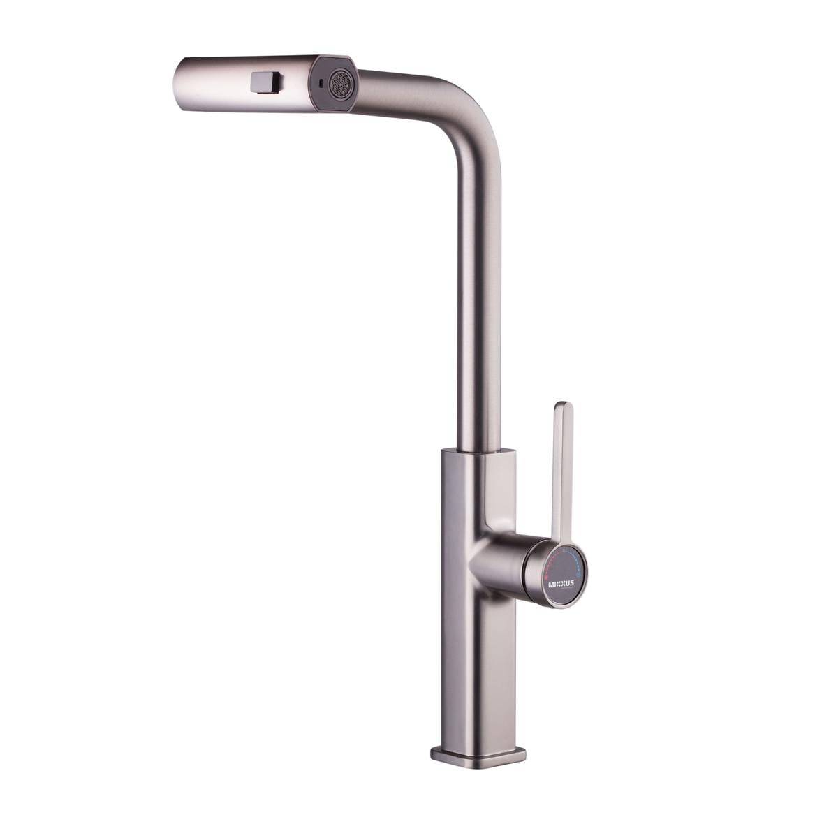 Змішувач для кухні з висувним виливом MIXXUS Premium HAMMER 014 Graphite (MI6955)