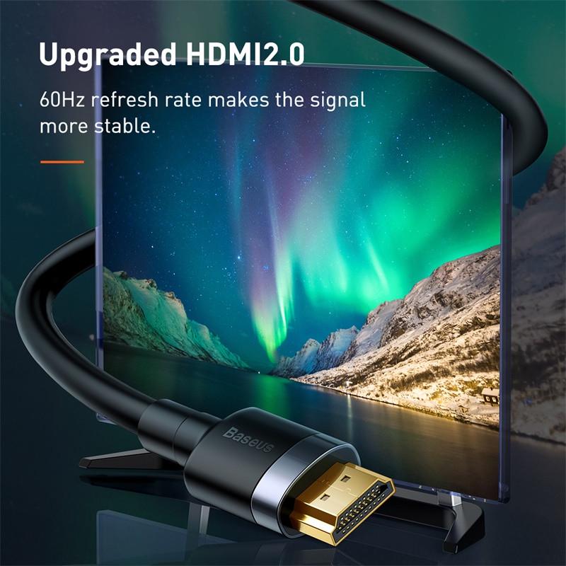 Кабель BASEUS 4KHDMI Male To 4KHDMI Male Cafule 5 м HDMI 2.0  Black - фото 3