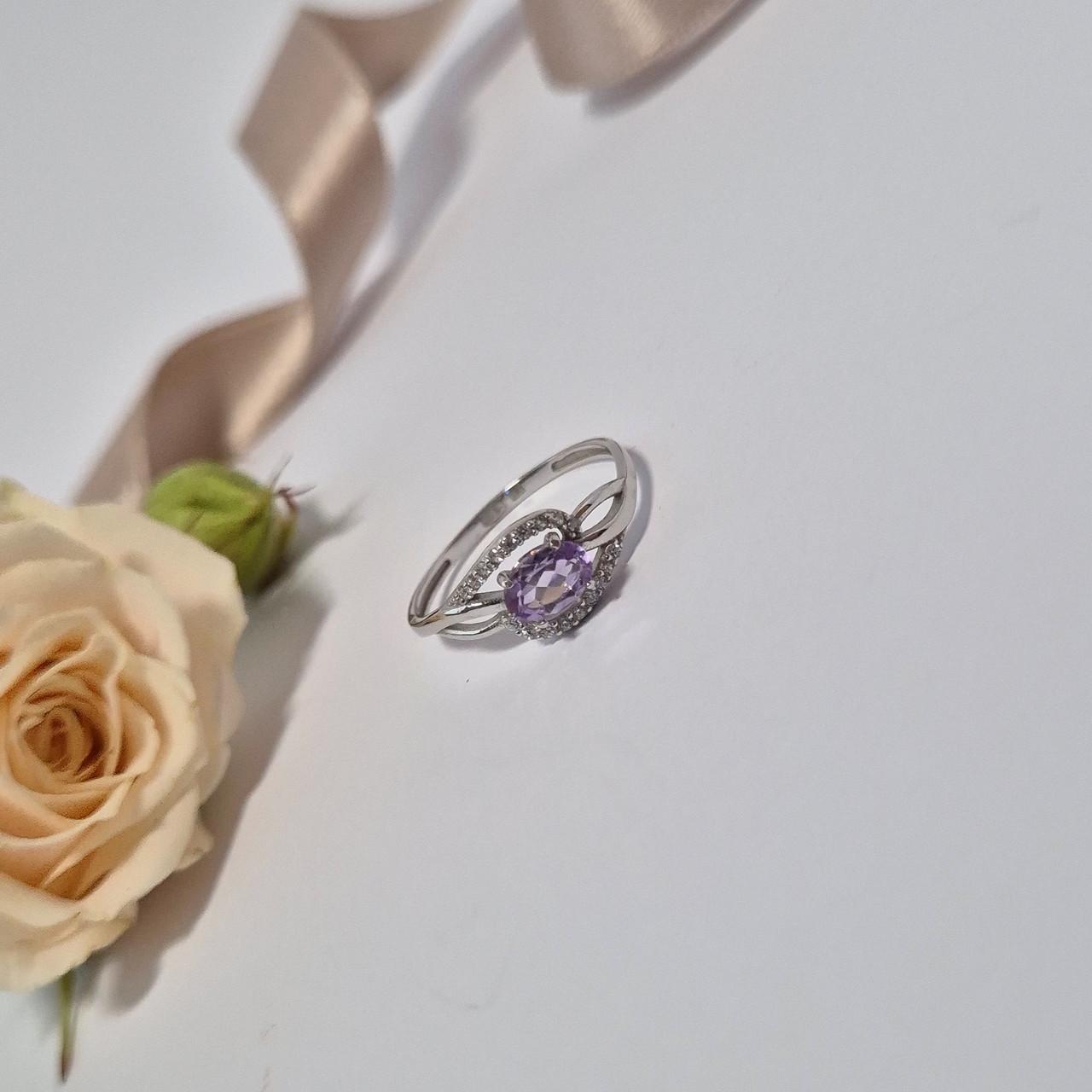 Кольцо с аметистом серебро 925 пробы родированное 1,01 г р. 17 (1549к)