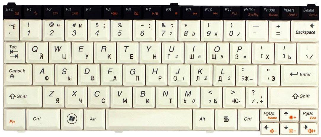 Клавиатура для ноутбука Lenovo IdeaPad S10-3T White