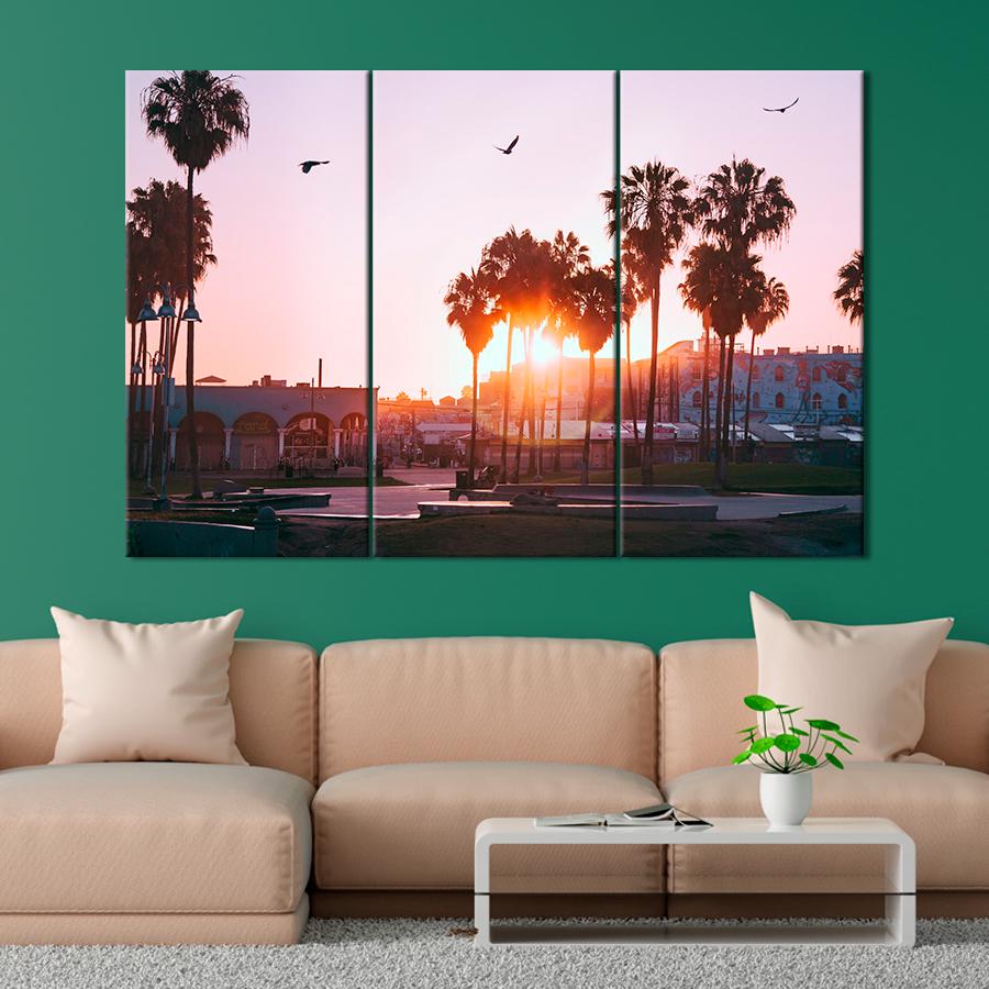 Картина город Закат в районе Венис в Лос-Анджелесе 78x48 см (A784-3)