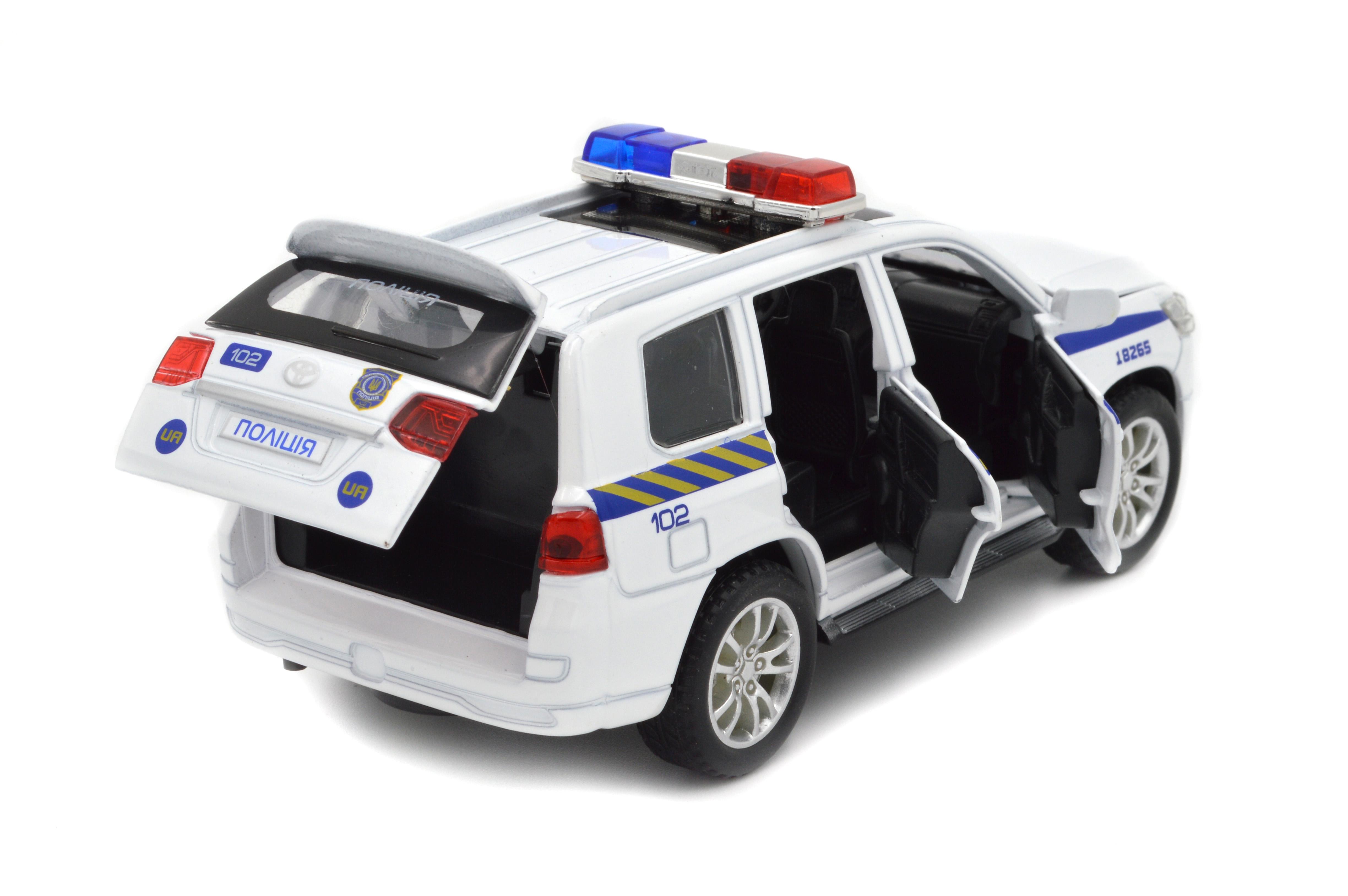 Модель металлическая Toyota Land Cruiser Полиция инерция/звук/свет фар 1:32 (41153) - фото 5 Модель металлическая Toyota Land Cruiser Полиция инерция/звук/свет фар 1:32 (41153) - фото 5
