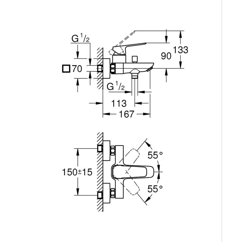 Комплект змішувачів для ванни Grohe Cubeo (UA125246M) - фото 4 Комплект змішувачів для ванни Grohe Cubeo (UA125246M) - фото 4