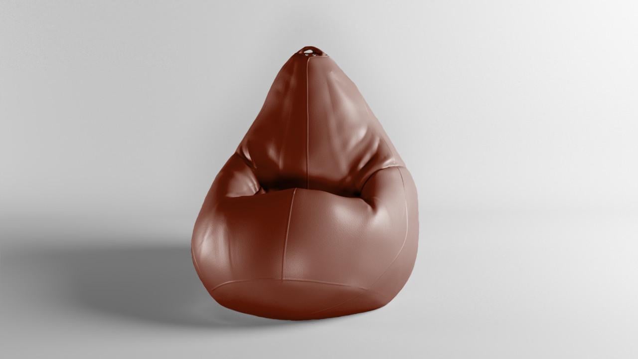Бескаркасное кресло-мешок SkyPuff MEGA Груша Экокожа Zeus Delux XXXL 160х120 см Bright Brown (160160)