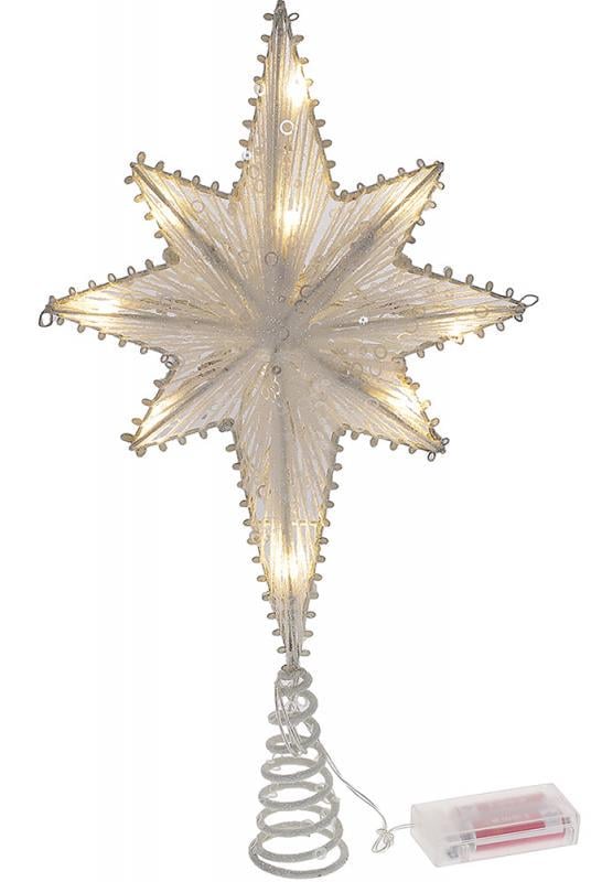 Верхушка для елки Звездочка с LED-подсветкой 40x20 см Белый