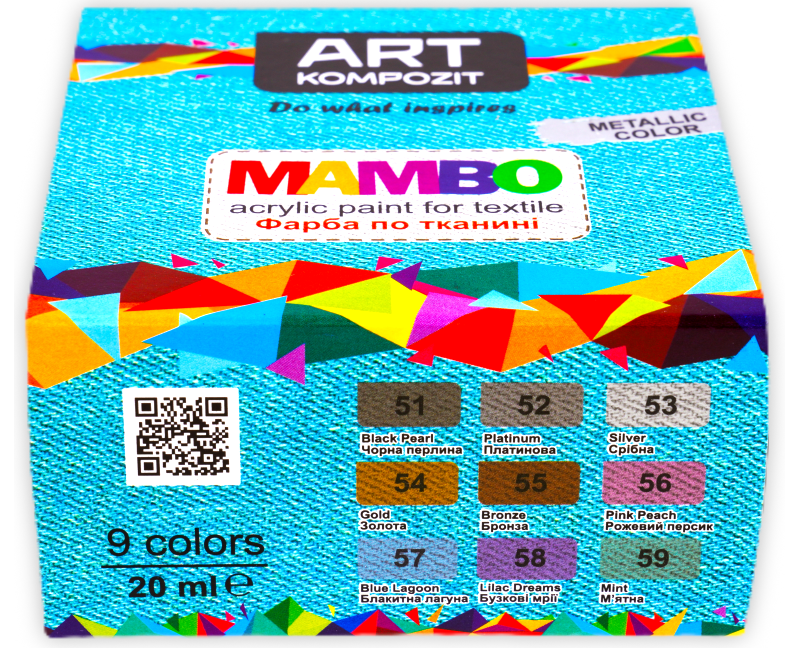 Краска по ткани ART Kompozit Mambo 9x20 мл Металлик