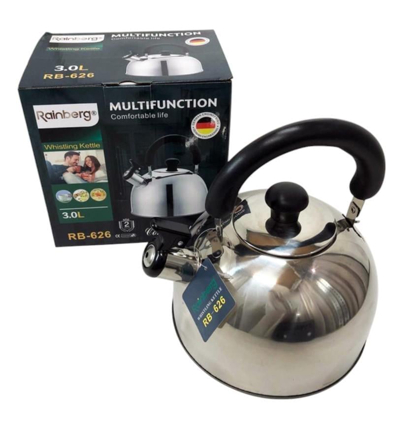 Чайник для электрических и газовых плит Rainberg RB-626 из нержавеющей стали с свистком 3 л (162) - фото 6