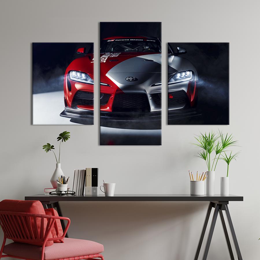 Картина на холсте триптих АвтоToyota Supra в необычном окрасе 96x60 см (1405-32)
