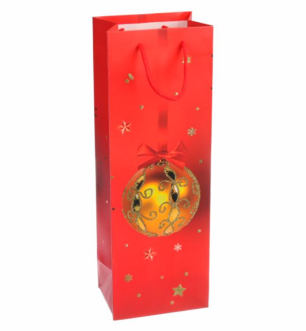 Новогодний пакет Christmas toy ламинированный картон 12x35x9 см