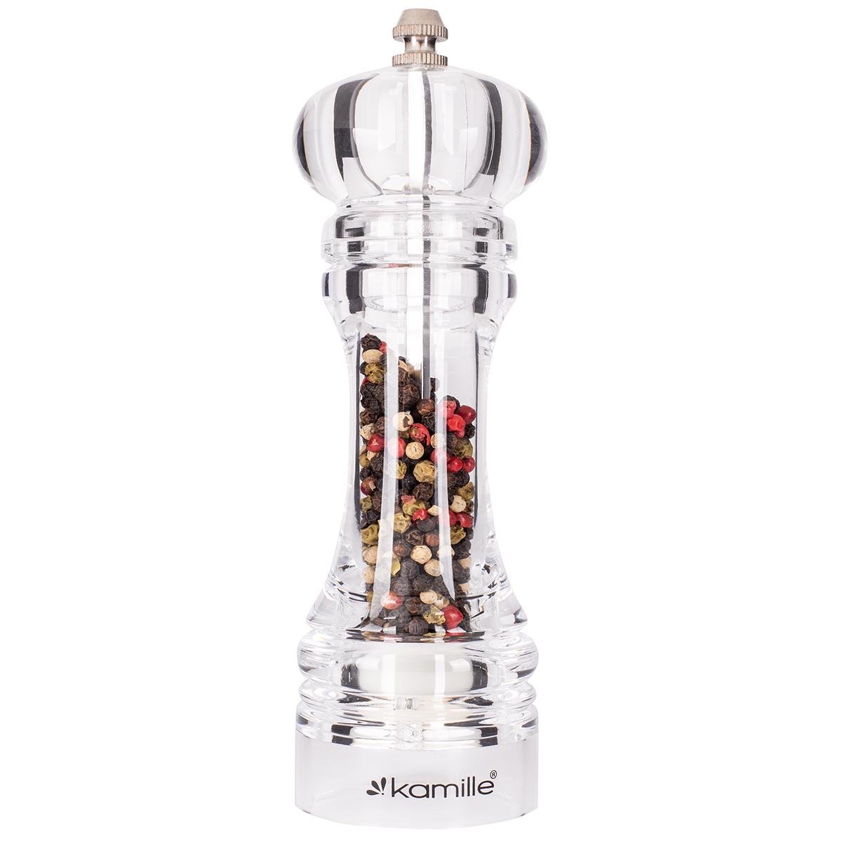 Мельница для специй механическая Kamille KM-7059 с акриловым корпусом 19х6 см Прозрачный (150-84-7059)