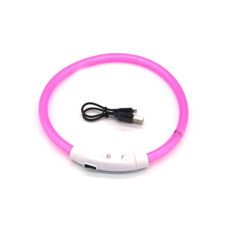 Нашийник світлодіодний Lesko L-18 USB S Pink - фото 4