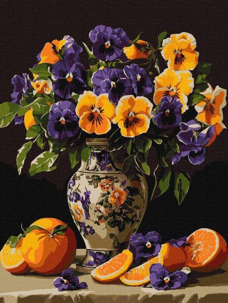 Картина по номерам Ideyka Изящные анютины глазки 30х40 см (Id-KHO3293)