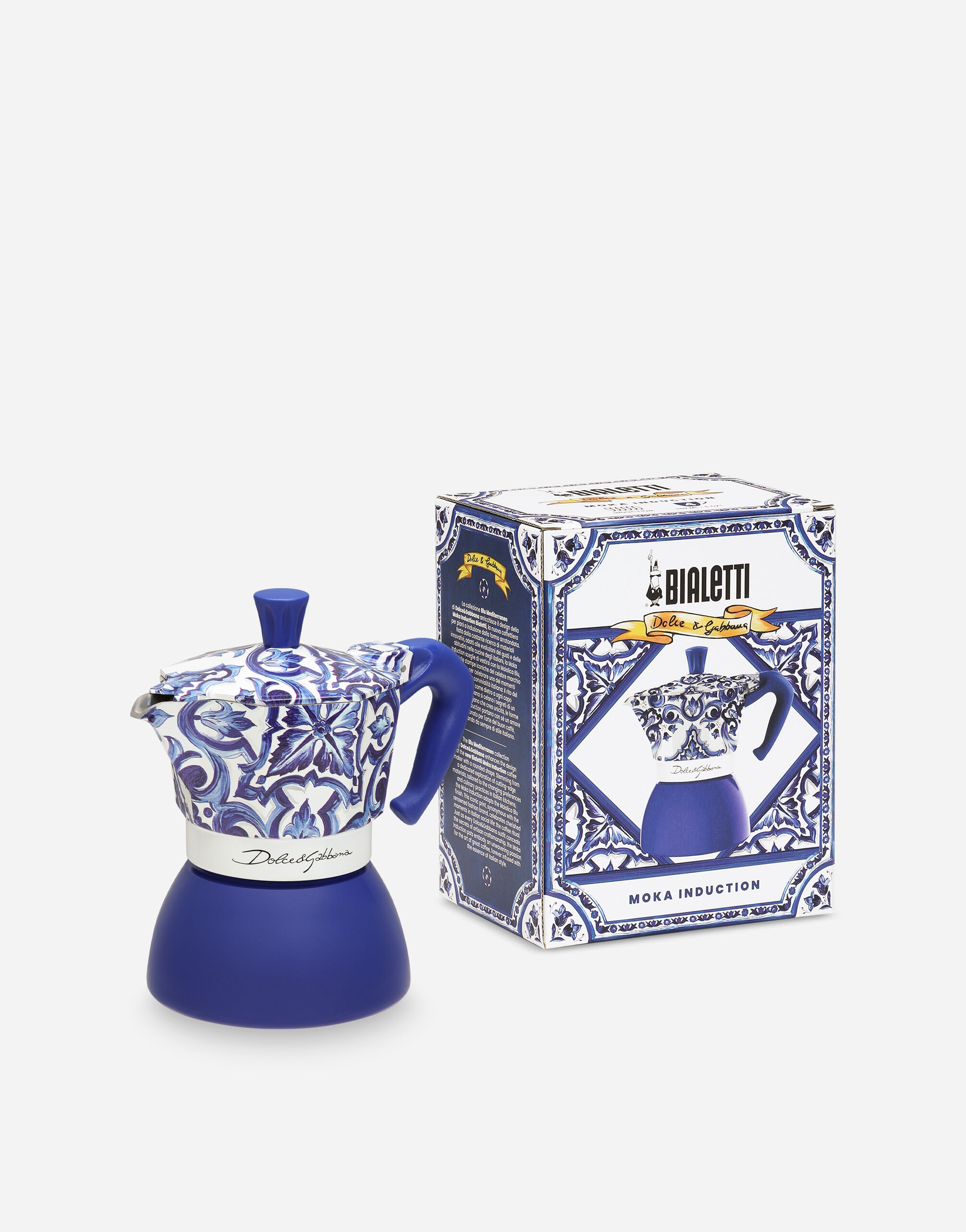 Гейзерная кофеварка Bialetti Dolce&Gabbana Mediterraneo MOKA INDUCTION 4 CUPS Blue (0005356) - фото 2 Гейзерная кофеварка Bialetti Dolce&Gabbana Mediterraneo MOKA INDUCTION 4 CUPS Blue (0005356) - фото 2
