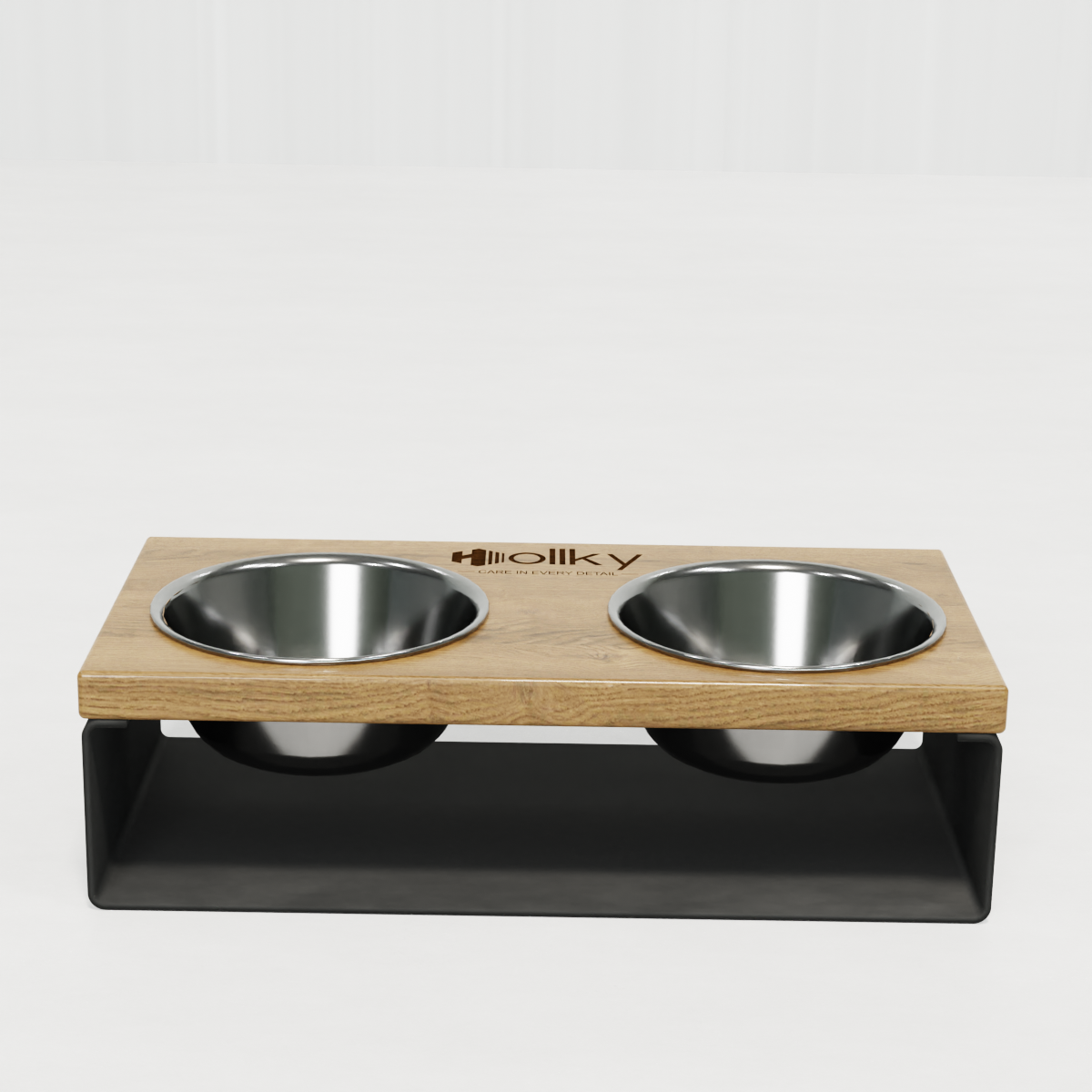 Миски на подставке из цельного металлического листа для собак и котов Hollky SteelWood S 2х0,45 л (SWS-36188-GRNT) - фото 7