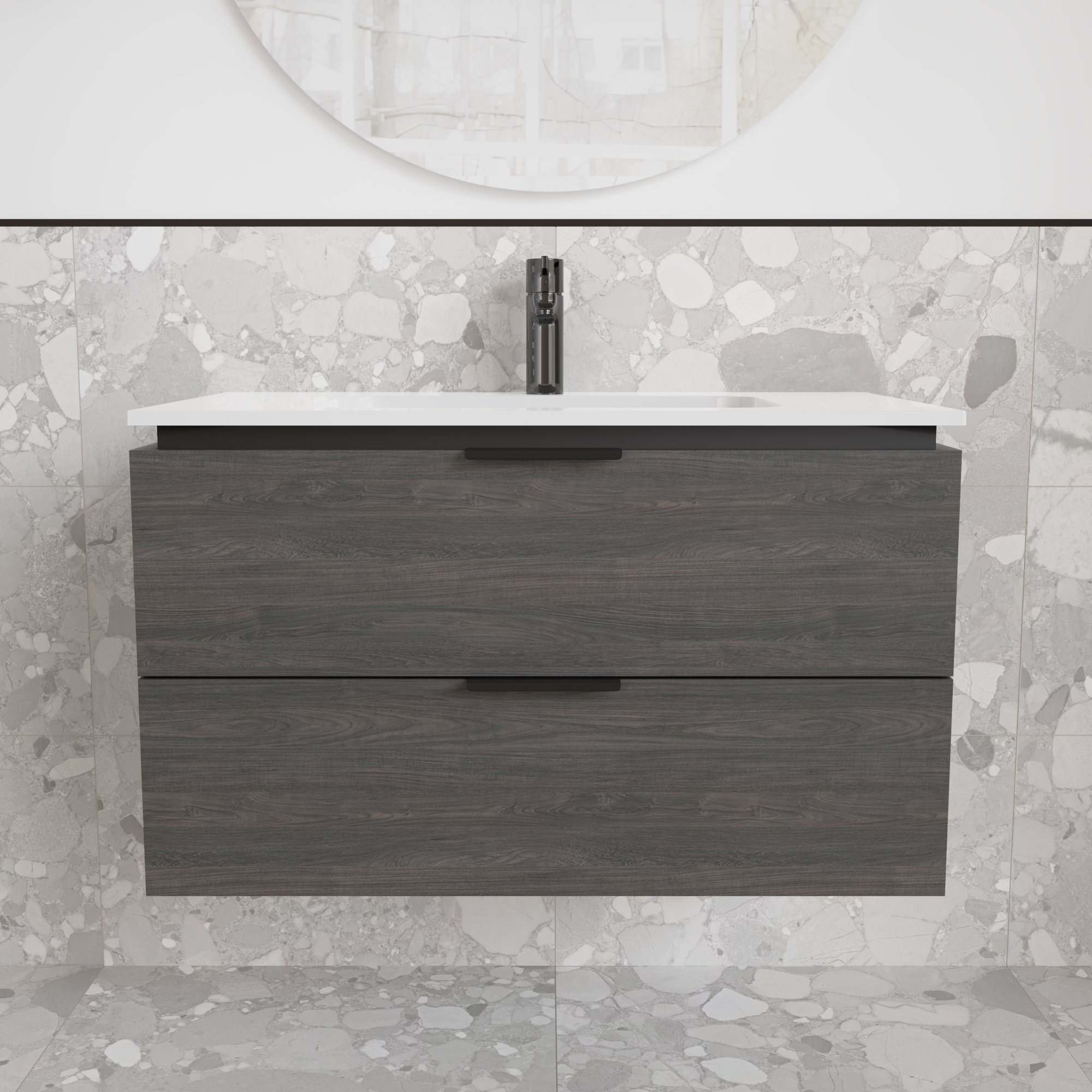 Тумба підвісна з раковиною MVK Vostok Icon 70 В2 700х450х530 мм Морське дерево Карбон (p270kb) - фото 1