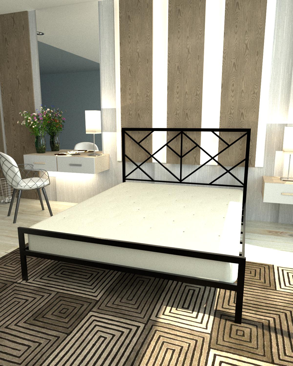 Кровать металлическая EcoLoft Наварра-1377 в стиле лофт (32173700)