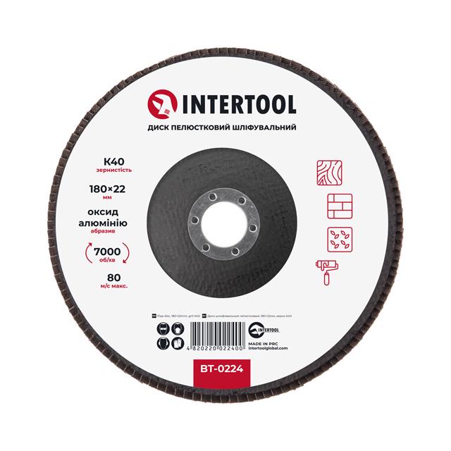 Диск шліфувальний пелюстковий Intertool 180x22 мм зерно K40 (BT-0224)