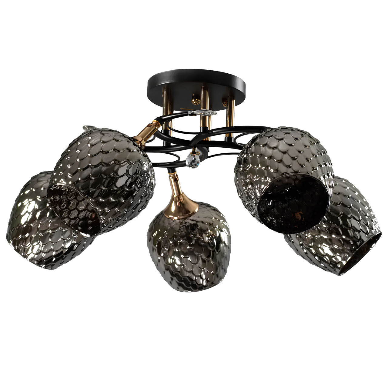 Люстра Svet на пять плафонов с поворотным механизмом под лампы Е27 Черный (SC-W3007/5 BK+FG)